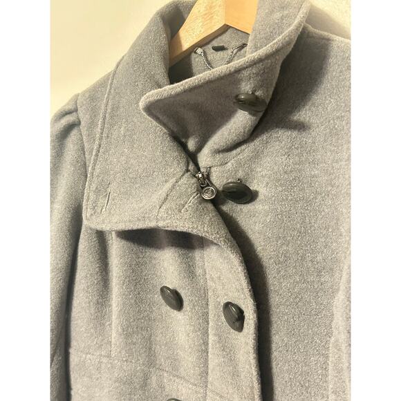NWOT Guess women's Size Large Double-Breasted Pea Coat Grey with pockets - Picture 9 of 16